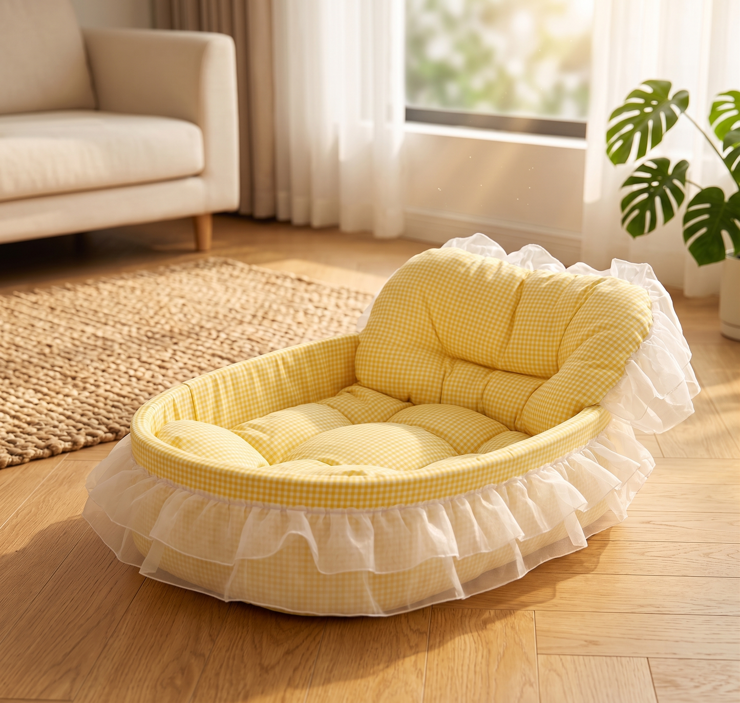 Royal Cloud Lace Pet Sofa Bed - Plush Comfort for Small Pets