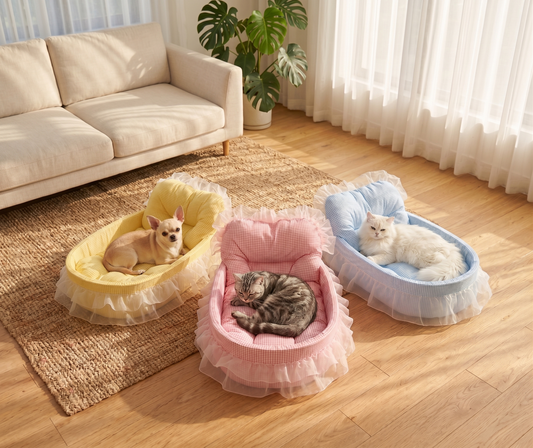 Royal Cloud Lace Pet Sofa Bed - Plush Comfort for Small Pets