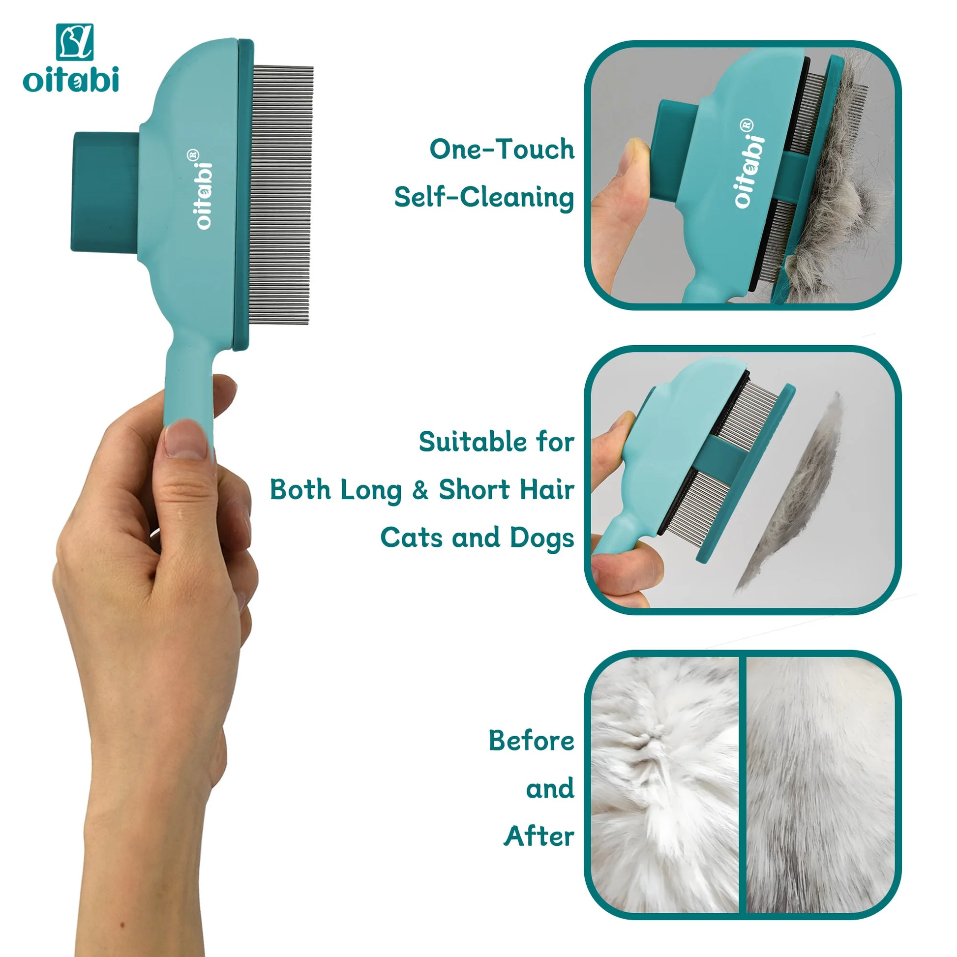 Self-Cleaning Pet Grooming Brush for Dogs & Cats