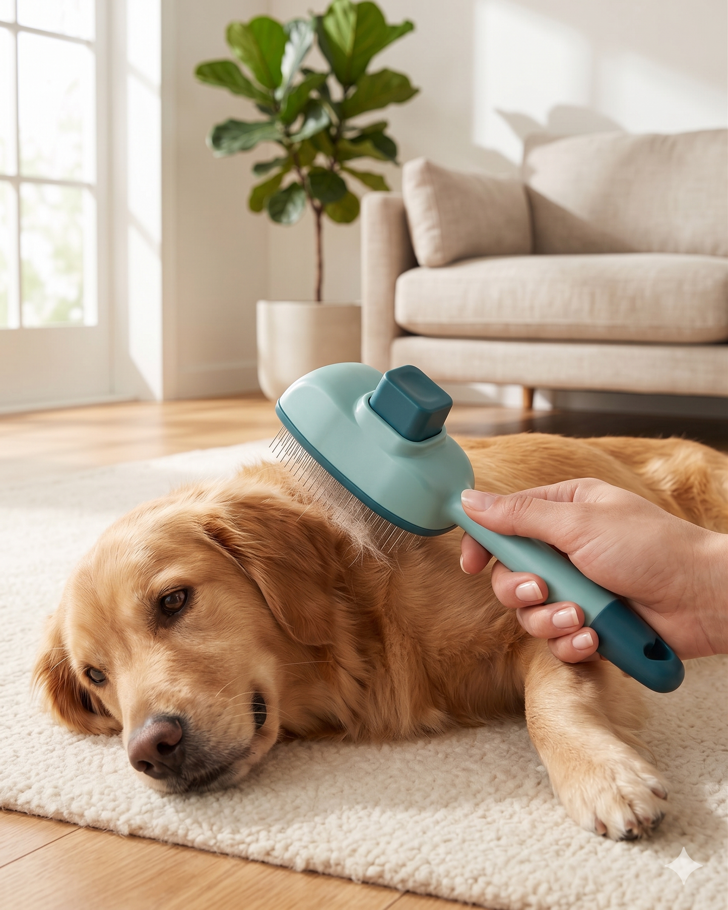 Self-Cleaning Grooming Brush & Flea Comb for Dogs and Cats — One-Click Fur Release