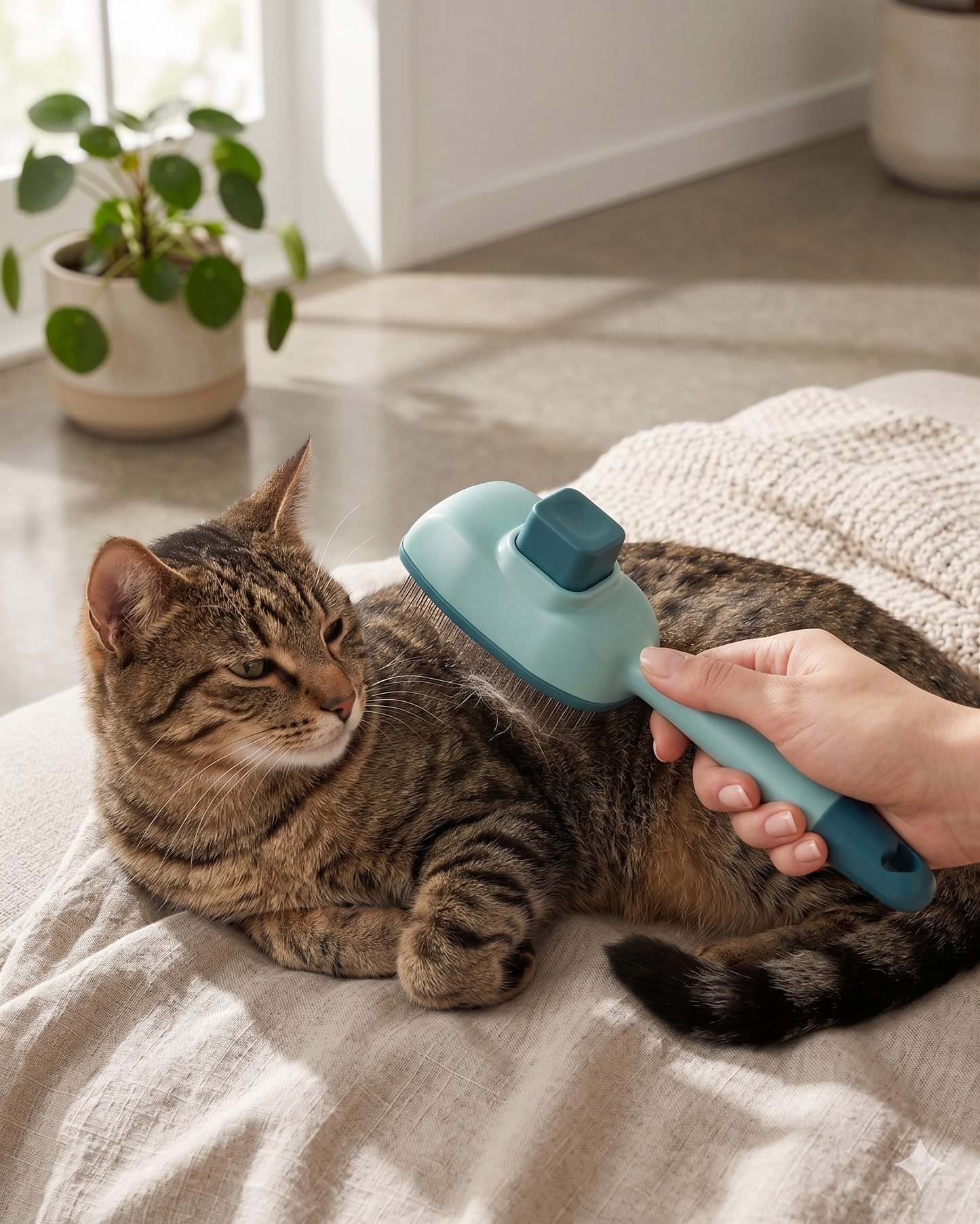 Self-Cleaning Grooming Brush & Flea Comb for Dogs and Cats — One-Click Fur Release