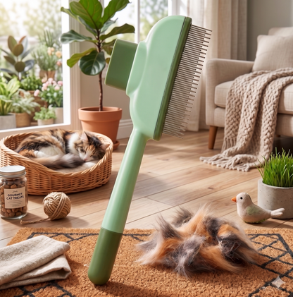 Self-Cleaning Grooming Brush for Dogs and Cats — One-Click Fur Release