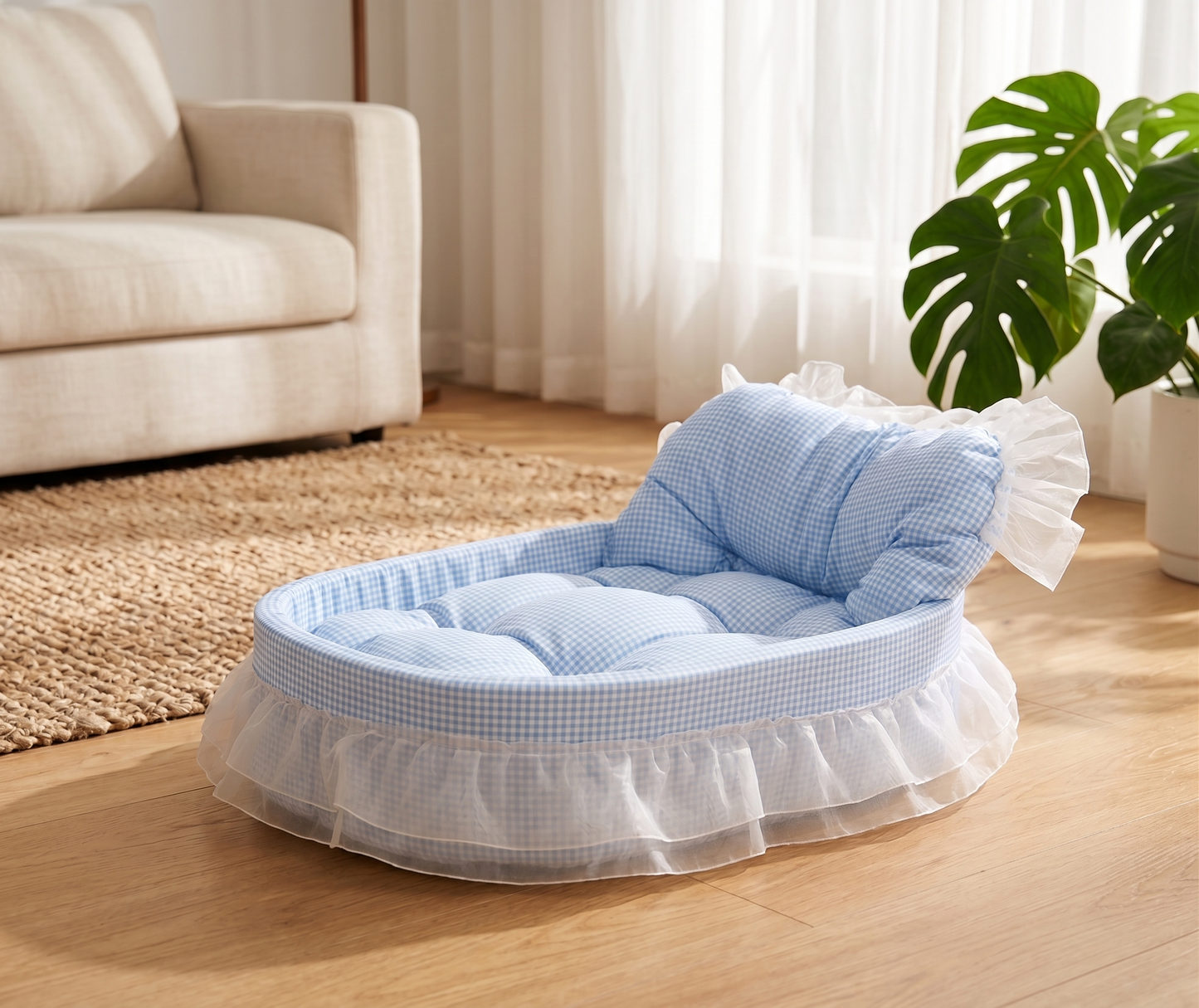 Royal Cloud Lace Pet Sofa Bed - Plush Comfort for Small Pets
