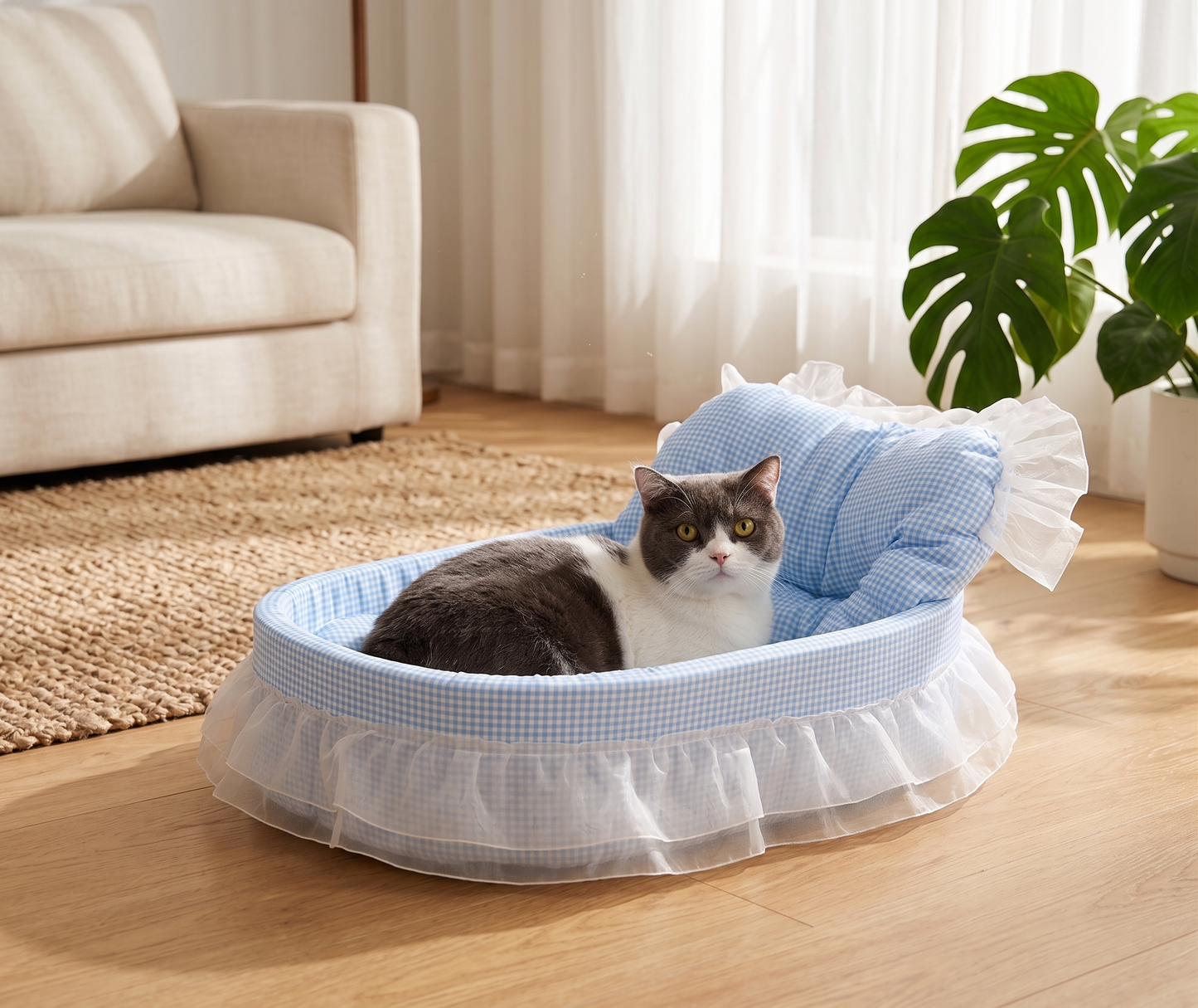 Royal Cloud Lace Pet Sofa Bed - Plush Comfort for Small Pets