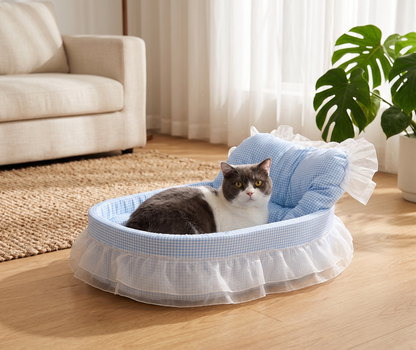 Royal Cloud Lace Pet Sofa Bed - Plush Comfort for Small Pets