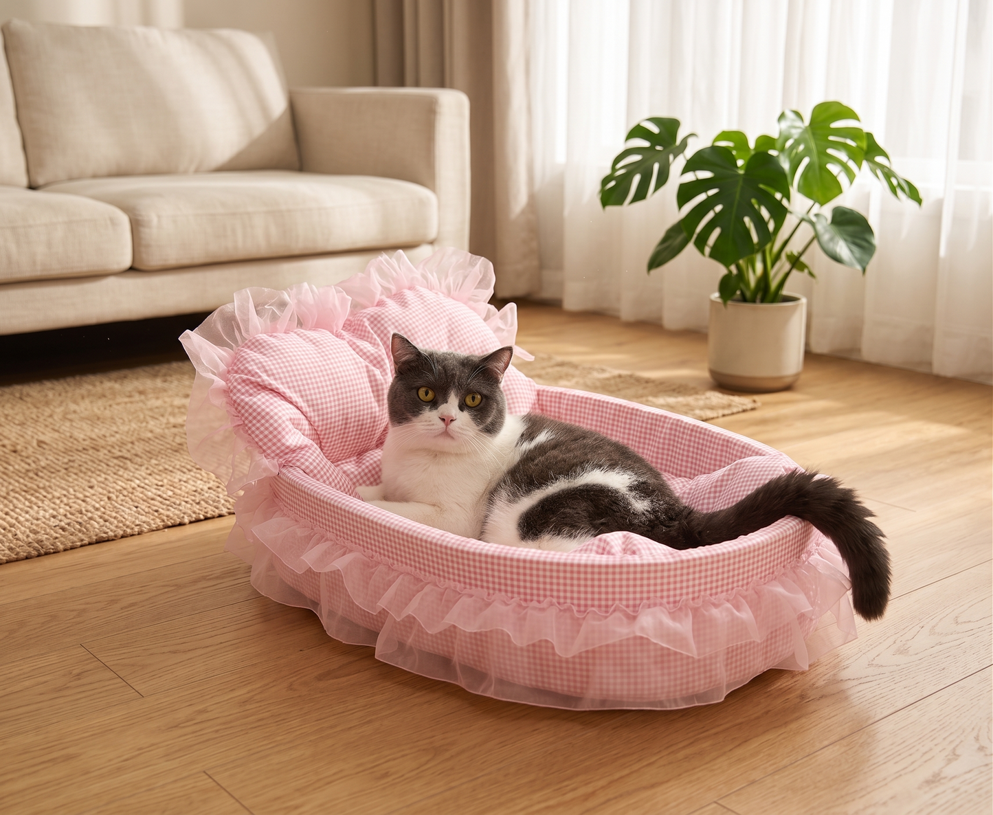 Royal Cloud Lace Pet Sofa Bed - Plush Comfort for Small Pets